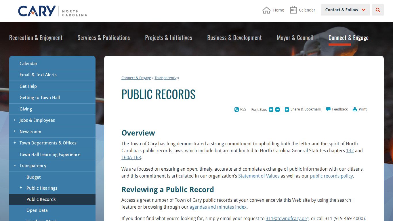 Public Records | Town of Cary