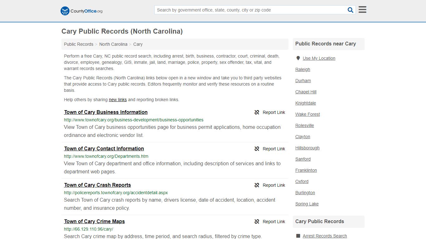 Cary Public Records (North Carolina) - County Office