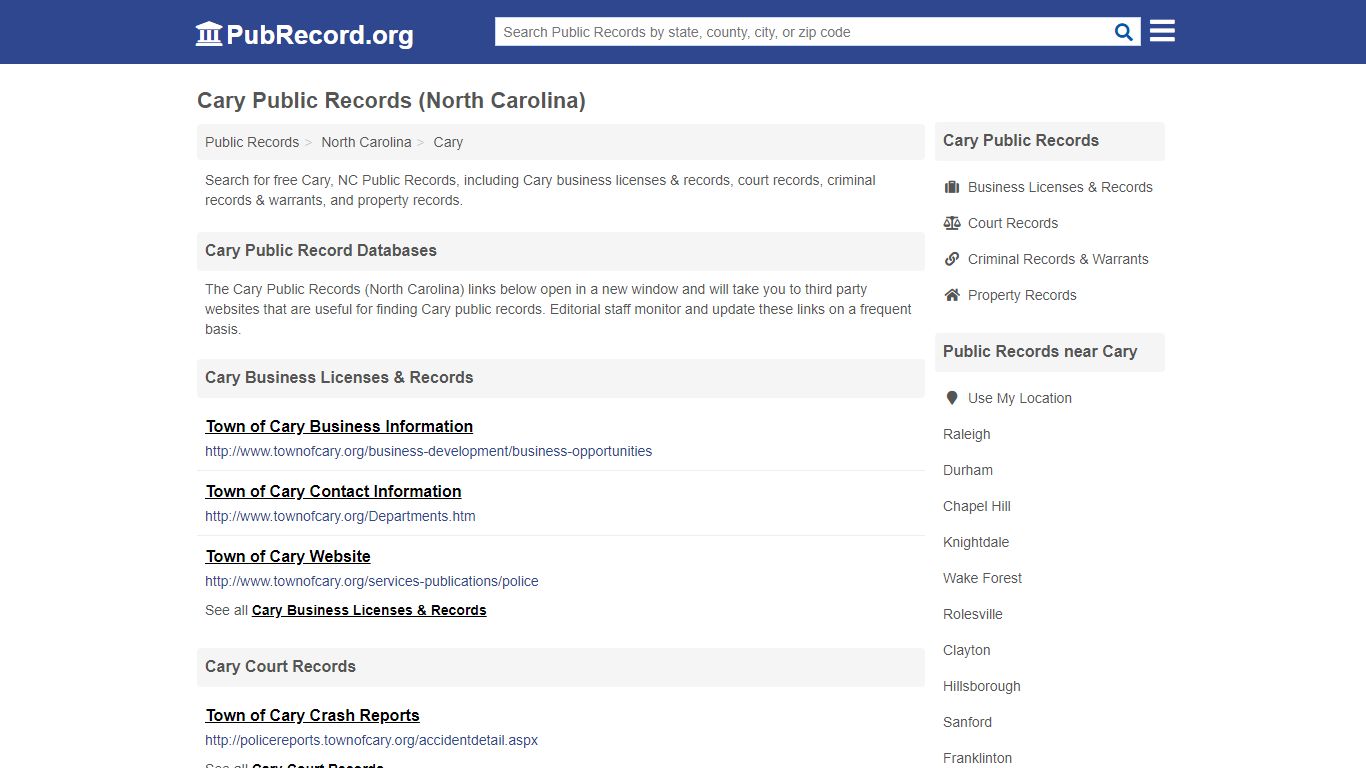 Free Cary Public Records (North Carolina Public Records)