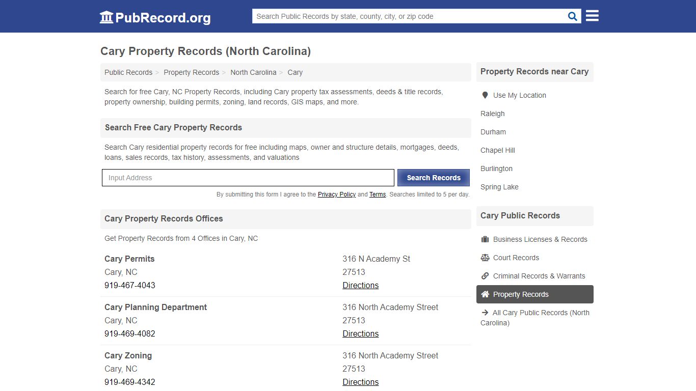 Cary Property Records (North Carolina) - Free Public Records Search